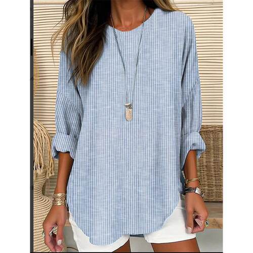 Women's striped long sleeved round neck top
