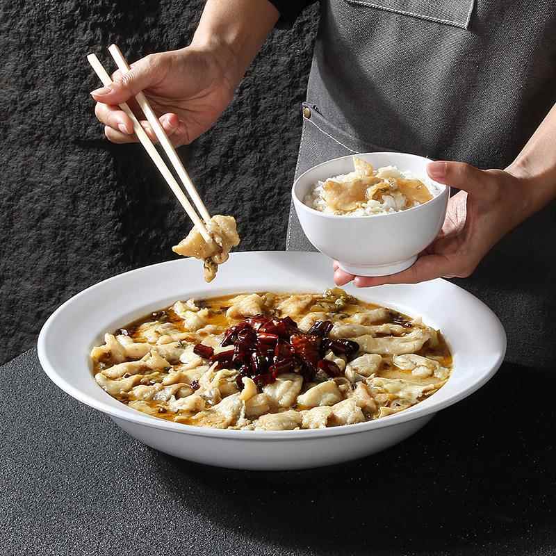 密酸胺菜鱼大盘水煮鱼汤碗仿ETN塑料瓷圆形加正德盘龙厚虾毛血旺