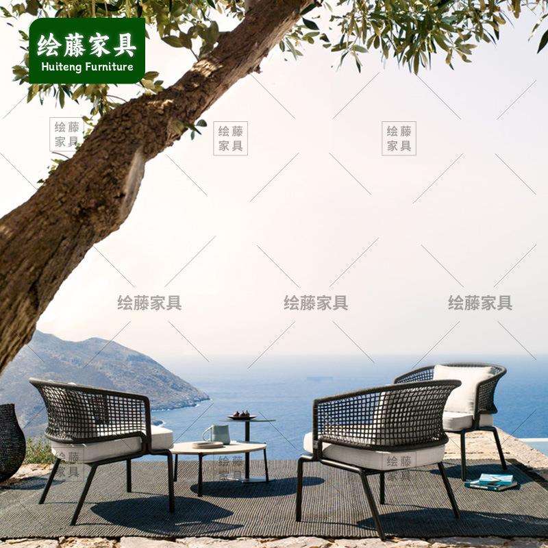 户外阳台休闲沙发茶几室外庭院绳编家具组合露天聊天洽谈沙发套件
