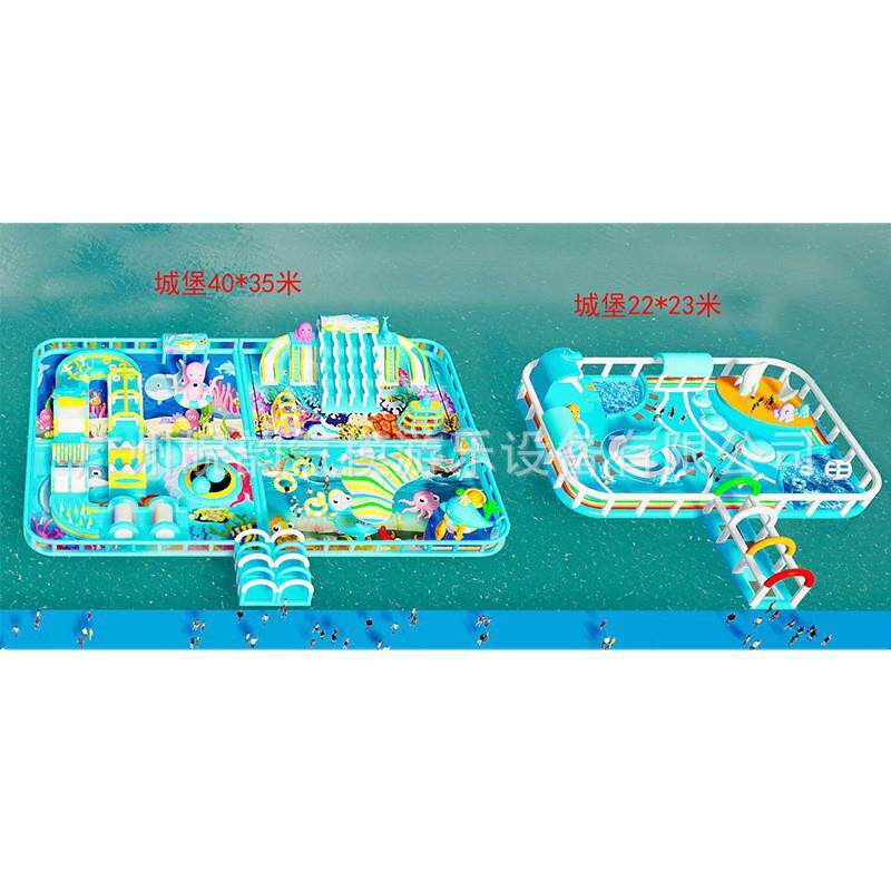充气水上城堡乐园设备厂家户外大型水上蹦床漂浮乐园水上拓展闯关