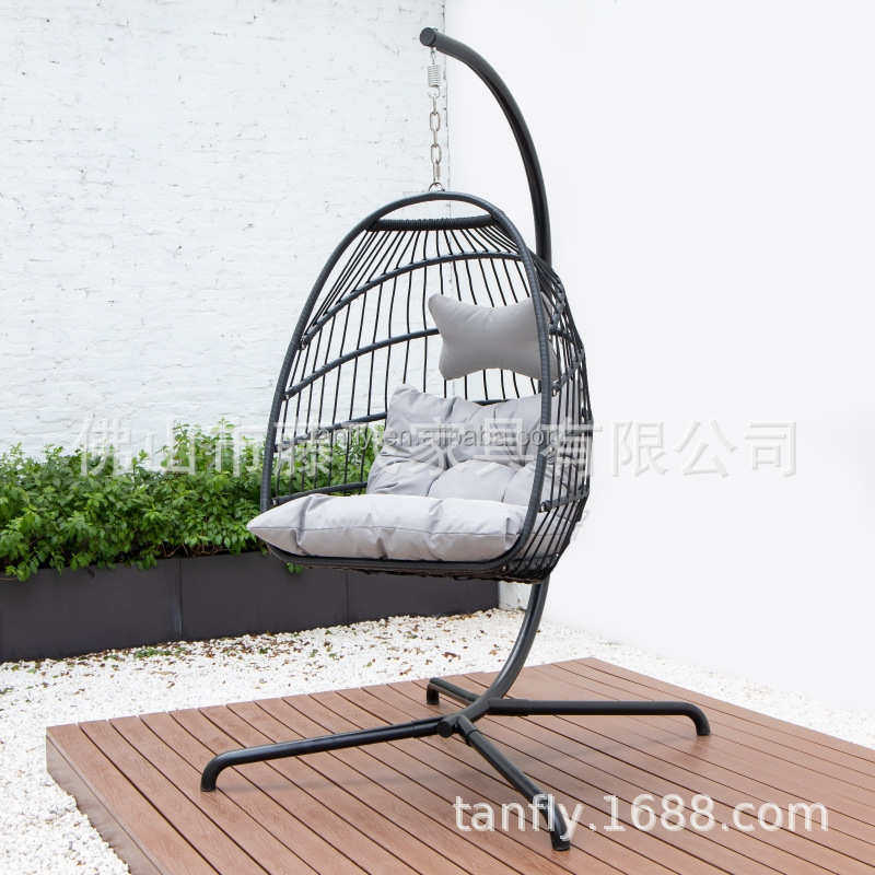 户外藤制家具花园阳台露台藤制折叠拆装秋千椅休闲仿藤吊篮摇椅