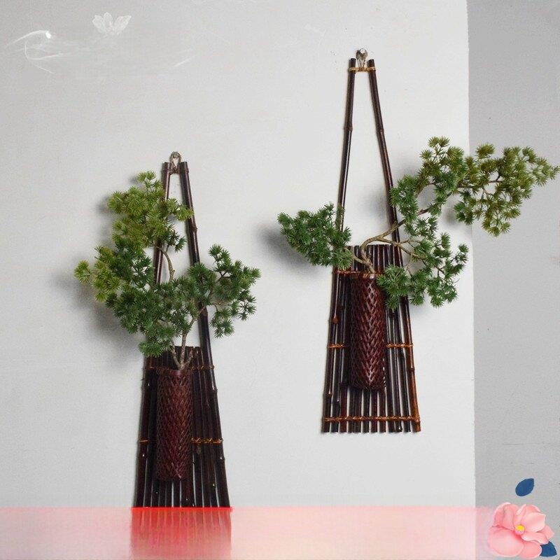 覆古新中国风墙饰入口背景墙饰挂件墙挂花器禅竹插花插花