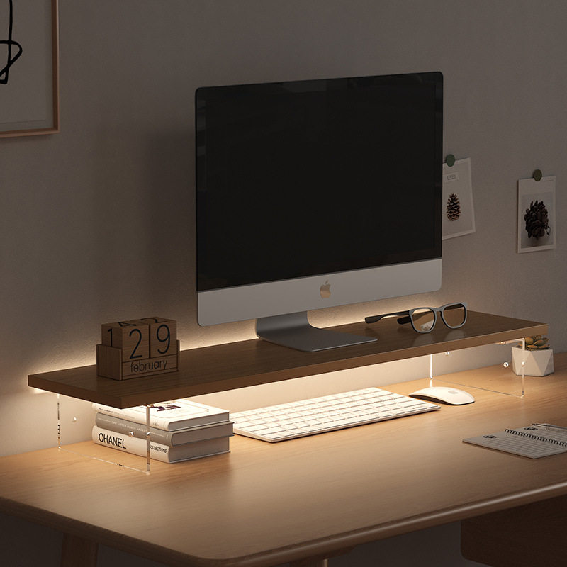 亚克力悬浮电脑增高架办公室屏幕台式显示器抬高置物架桌面收纳架