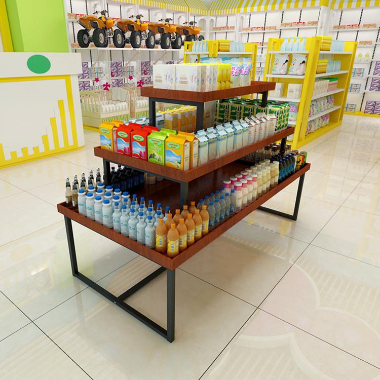三层流水台超市母婴店货架商场鞋子堆头化妆品展示柜促销台