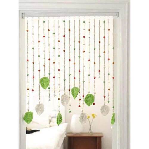 Wooden Bead Window Door Curtains, Decorative Retro Art,