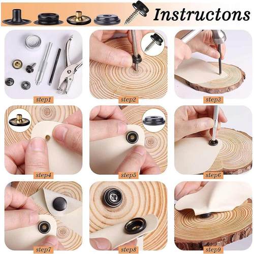 354pcs螺丝大白扣盒装搭配安装工具不锈钢船帆布按扣车篷扣