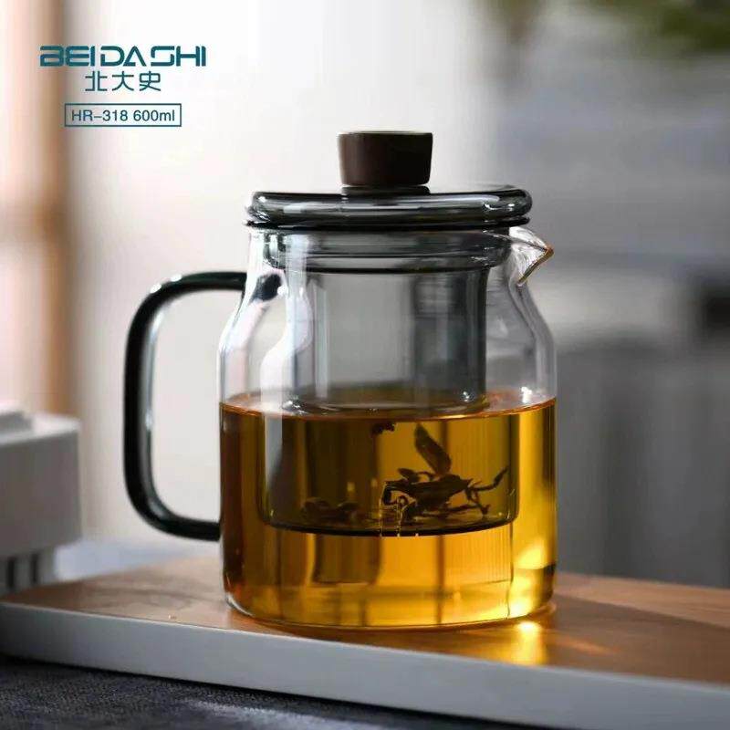 北大史高硼硅耐热玻璃煮茶壶茶具加厚过滤花草茶水分离带把泡茶壶