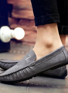 高档豆豆鞋男士205秋季潮流休韩闲小季皮鞋版潮鞋夏懒人2鞋一脚蹬