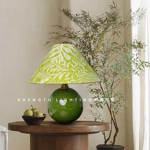 陶瓷台灯客厅装 复古绿色家居高级感卧室床头灯摆件 饰灯创意美式