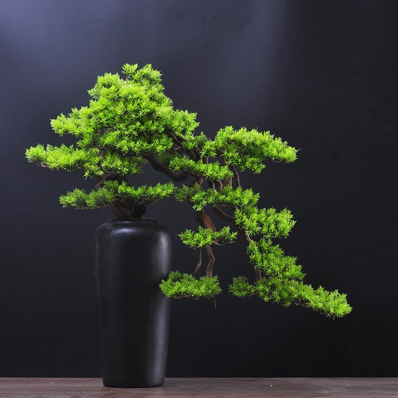 假仿真迎客松盆景花中架摆饰品新式客厅件桌面植物盆栽MP0127样板