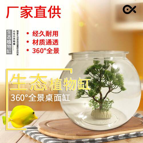 PET透明塑料鱼缸微景观造景耐碰耐摔不破办公室观赏龟缸