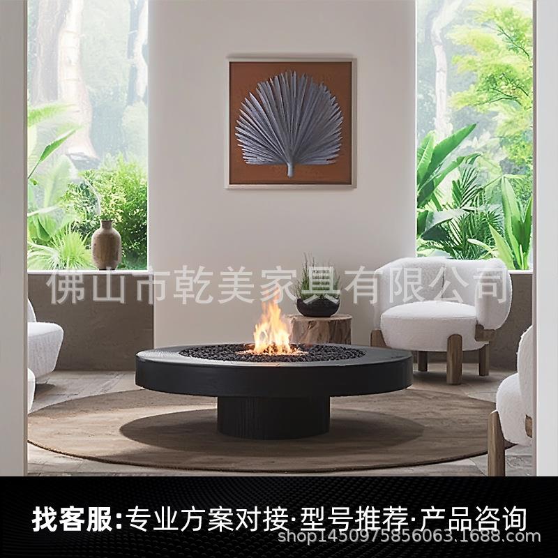 乾美艺术户外真火酒精壁炉露营酒店别墅庭院圆形真火酒精取暖火炉