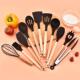 kitchen piece Wooden spatula silicone cooking set handle