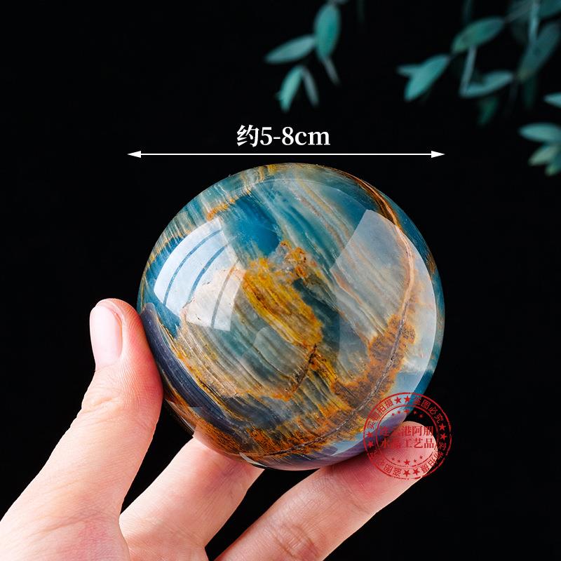 然蓝桌力仕水晶球摆件天蓝色蓝安利士方解石石打磨能量球家居面装