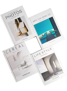 酒店售楼处外文书彩色简约现代风格样板间书房英文装饰仿真书摆件