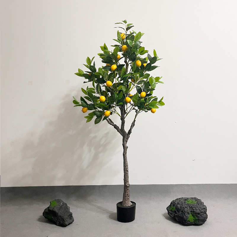 摆件家居人造盆栽带仿真假果盆装饰盆景柠檬树办公室绿带柠檬植图片