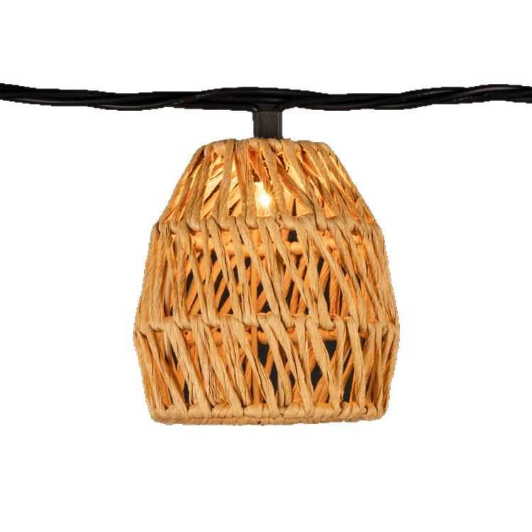 热卖太阳能室外10灯LED纸绳灯串 户外花园节日装饰氛围庭院灯