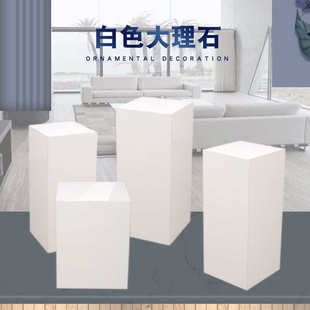 饰纯白色大理石雕塑摆台酒店会所家居艺术品展示大理石底座 现代装