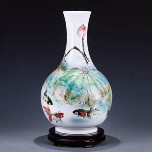 重器收藏瓷瓶画坛奇才国家高级工艺美术师史年春手绘年年有余花瓶