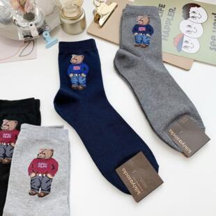 Cartoon gentleman bear Men's Socks Cotton Harajuku Skate
