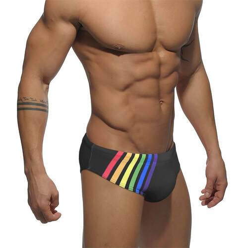 Sexy Rainbow Striped Swimwear European American Fashion Men