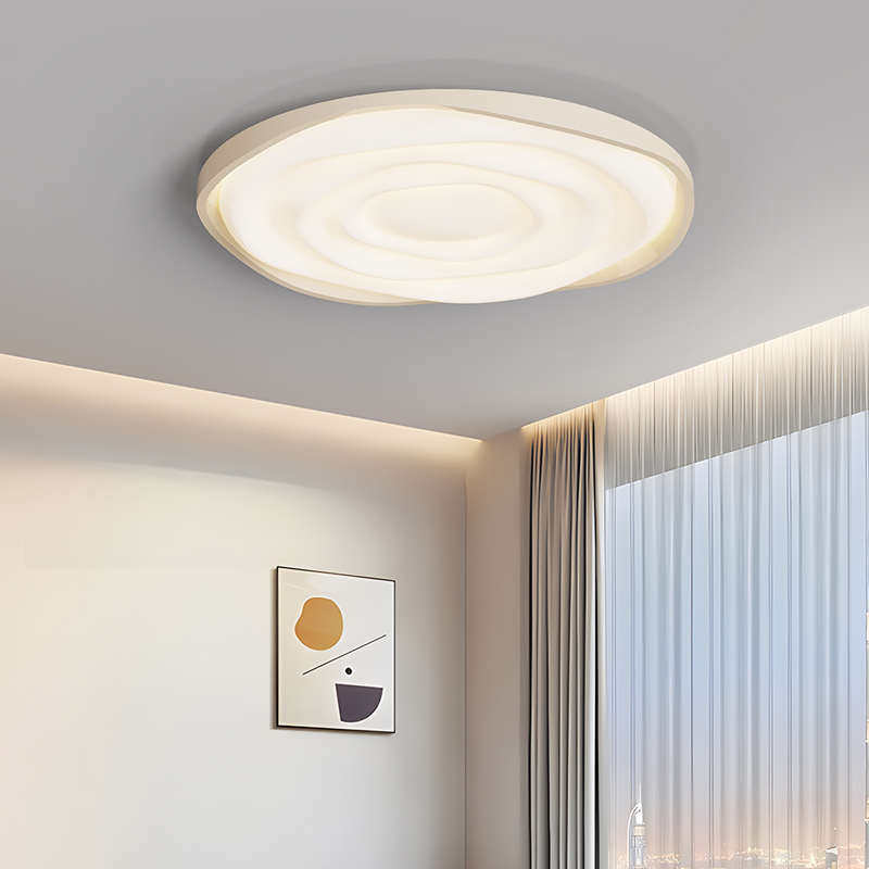 卧室吸顶灯中古风胡桃色超薄简约圆形创意波浪书房间超亮护眼灯具,家装灯饰光源,智能吸顶灯,淘宝优惠券,粉丝福利购,淘宝优惠卷