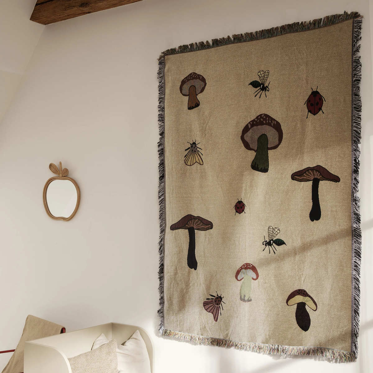 ferm living Forest tapestry blanket, sand 北欧森林蘑菇挂毯