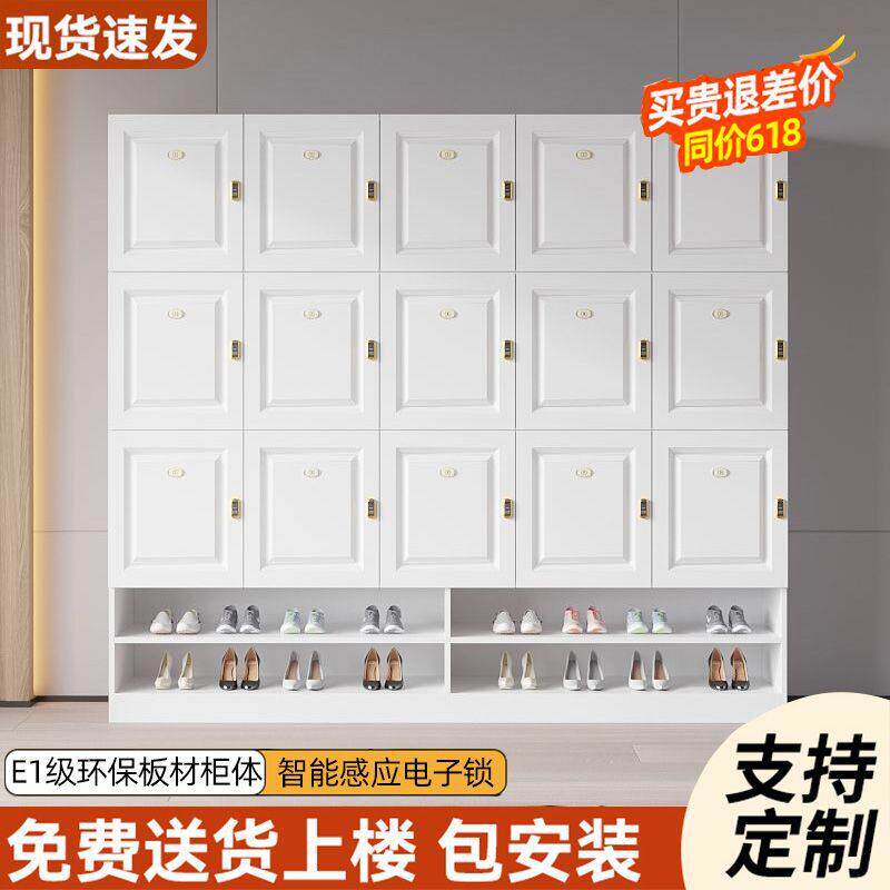 原木色更衣柜员工柜木质理发店存包柜健身房瑜伽储物柜美发店带锁