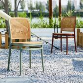 北欧餐椅户外塑料椅子现代简约家用饭厅靠背椅子可叠放户外藤编椅