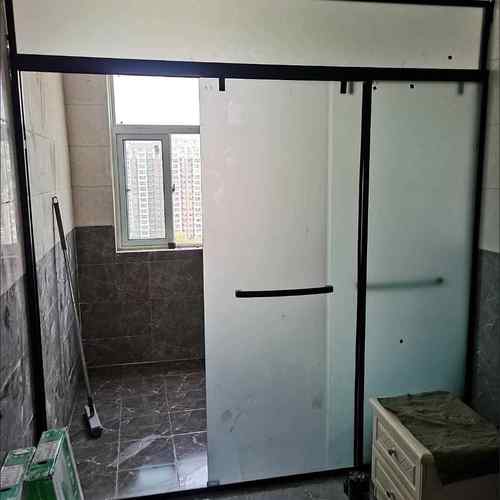 卫生间叠折门淋浴房内移飞56方湿型L型全包框玻璃隔断浴门室干分