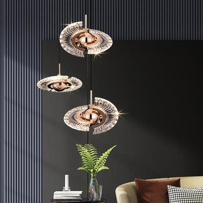 轻奢楼梯吊灯百旋转长吊灯现档代约大JM-001气简高变小复式楼别墅