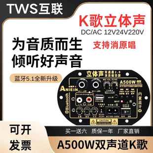 消原唱 双话筒 立体声蓝牙音响功放板低音炮音箱双声道大功率主板