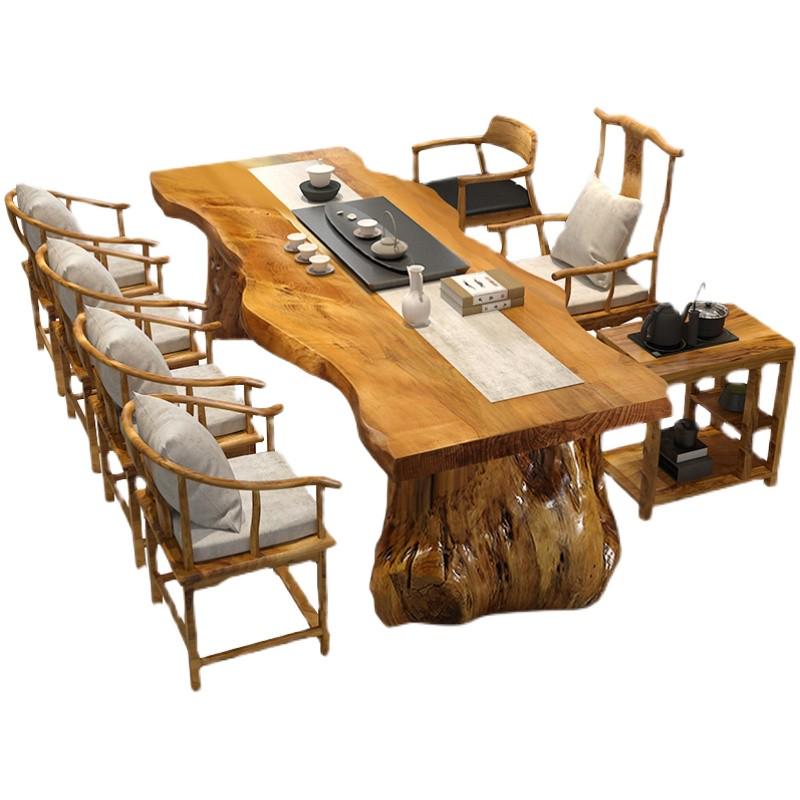 新中式实木茶桌 办公室会客洽谈桌子禅意茶室茶馆泡茶台桌椅组合