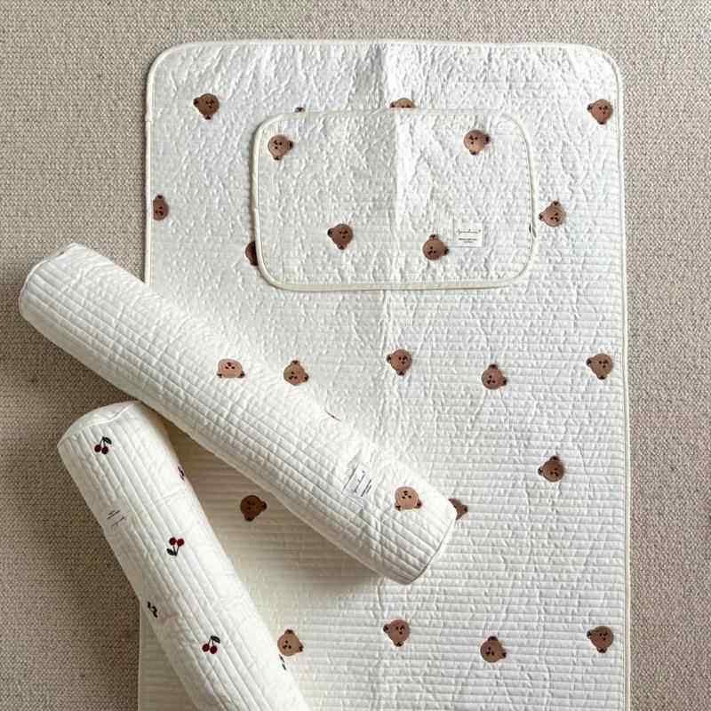 尺可定韩国宝宝单床新生婴儿夹寸棉床单床床笠绗缝床盖拍A褥照背