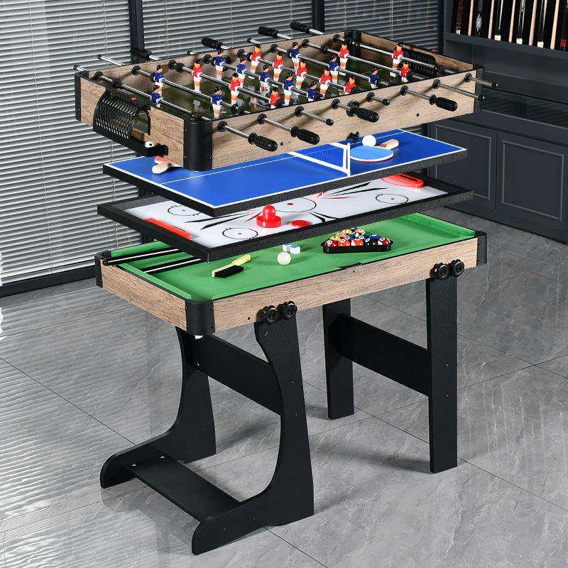 4合1多功能台球桌游戏桌足球/台球/冰球/乒乓球桌实木多层板