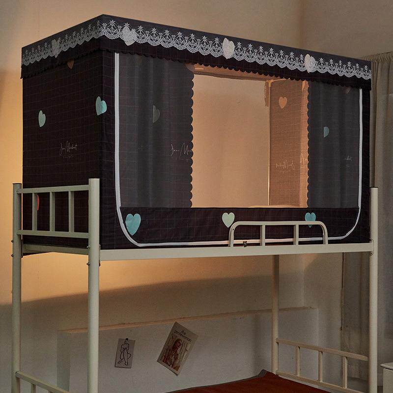 学生宿舍床帘加蚊帐一体式上铺下铺全遮光防蚊通用带支架拉链全包