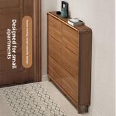 超薄翻斗鞋 24cm双层收纳柜实木腿家用门口玄关柜 柜小窄门口新中式