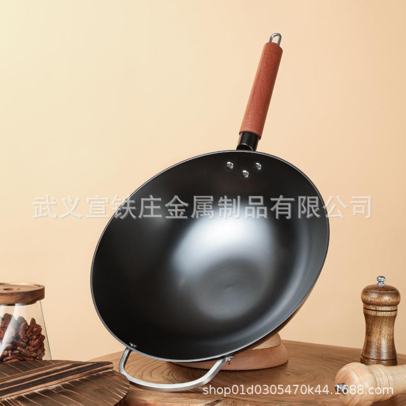 厂家直销南瓜铸铁锅附耳平底锅不粘家用灶具通用老式炒菜锅无涂层