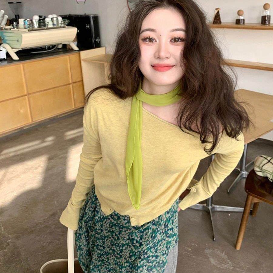 【浅春系点亮穿搭！】春夏秋装饰小领巾小众温柔显白纯色小丝巾女