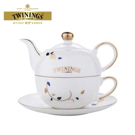 twinings英国川宁白色骨瓷子母壶茶具套装耐热泡茶下午茶陶瓷茶壶