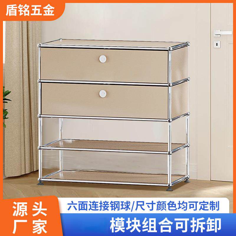 不锈钢床头柜中古卧室储物柜置物架柜子斗柜模块化收纳玄关鞋柜