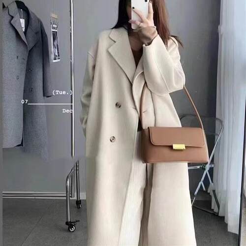 加厚羊绒呢子大衣女秋冬装2023年新款高级感中长版韩系羊毛呢外套