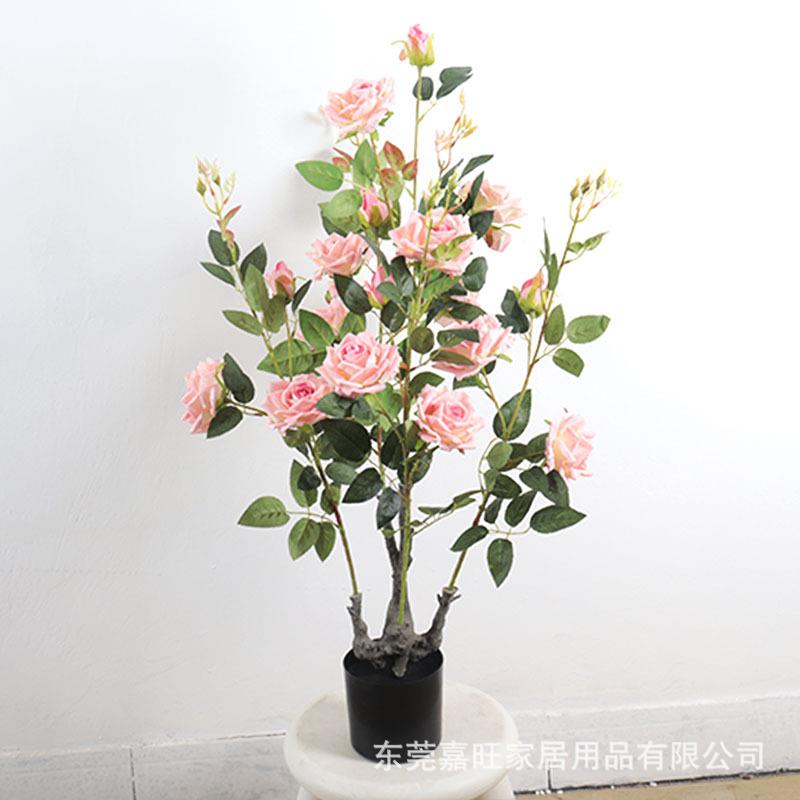 仿真桌绒布玫瑰仿花树客厅装饰面生假花jw0876小盆栽可做仿真植物