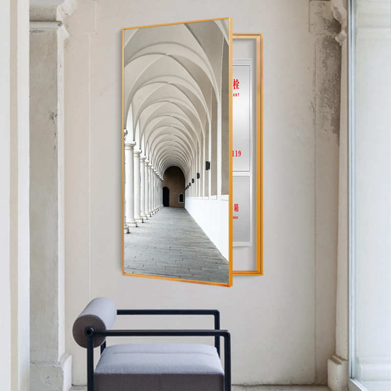 北欧大幅尺寸悬挂电表箱遮挡装饰画玄关竖空间延伸感消防栓挂画