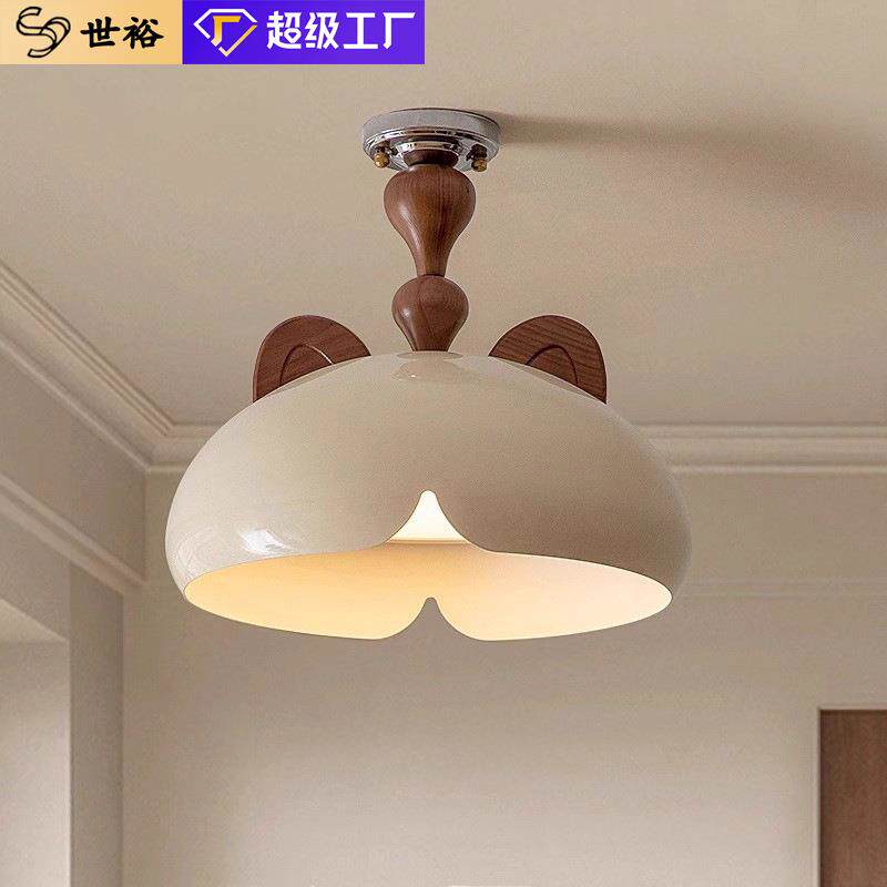 卧室吸顶灯现代奶油风书房中古儿童房吊灯卡通全光谱护眼创意灯具