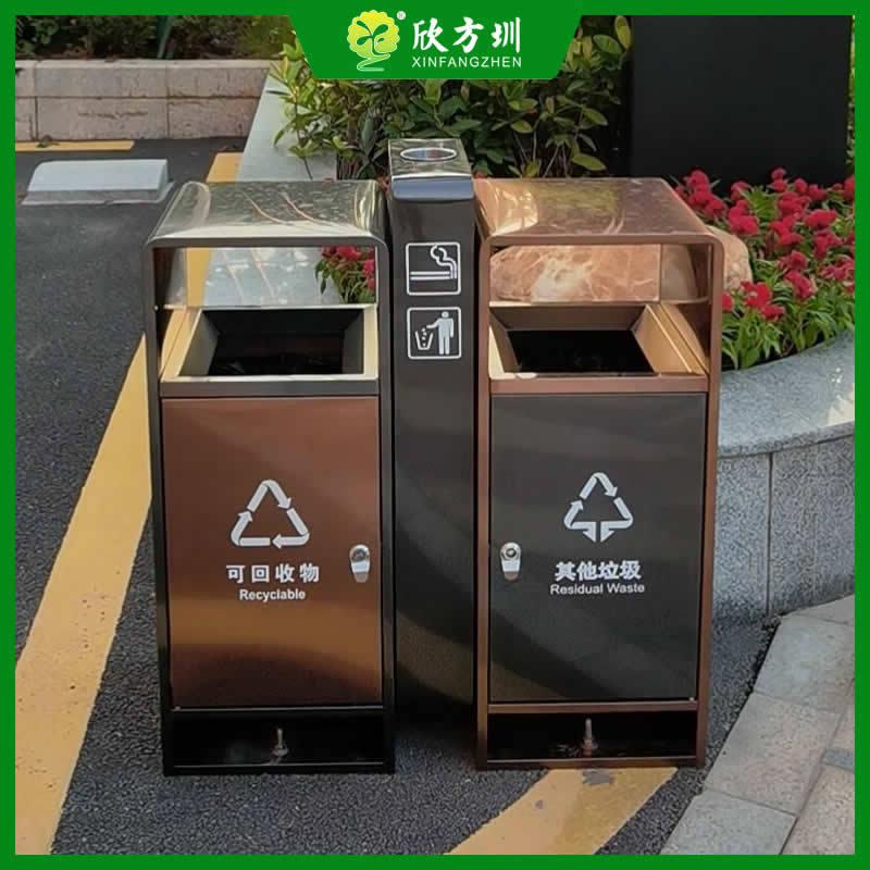 户外街道电镀不锈钢烤漆垃圾桶广场分类果皮箱小区清洁回收箱