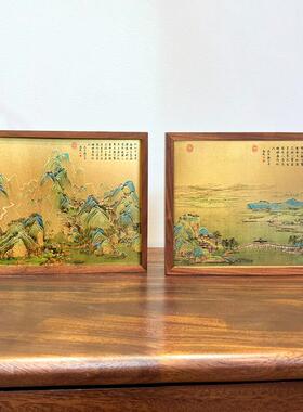 千里江山图铜雕画办公室摆件高端非遗大气山水客厅书房摆台礼品