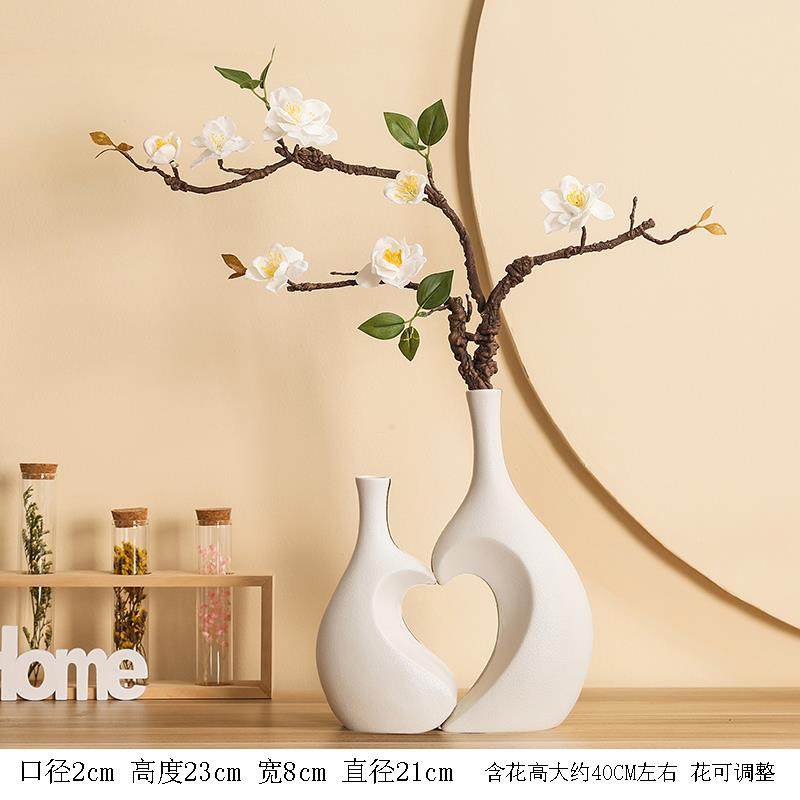 高档网红花瓶高级感乔迁礼物厅一对电客饰视柜轻仿真花中式装品奢