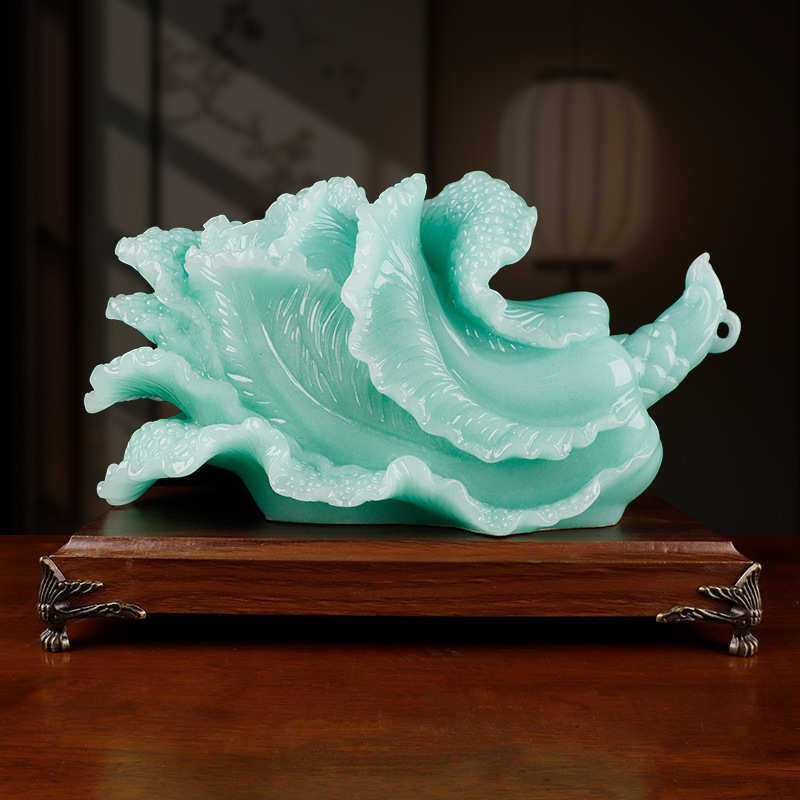 中式白菜青玉色百财摆件客厅家居摆设酒柜装饰品开业礼品厂家批发,特色手工艺,其他特色工艺品,淘宝优惠券,粉丝福利购,淘宝优惠卷