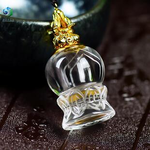 天然白水晶舍利塔吊坠空心复古藏式密宗佛塔嘎乌瓶楞严咒项链挂件